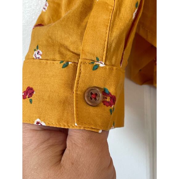 NWT ANTHROPOLOGIE Maeve Women's Mustard Yellow Floral Button Down Size 8 - Picture 5 of 8